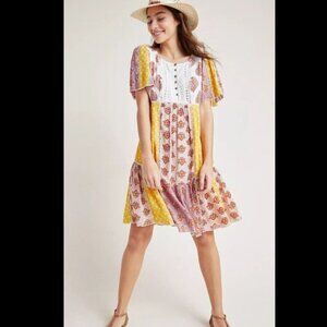 Anthropologie X Maeve Melody Patchwork Boho Dress Size 2